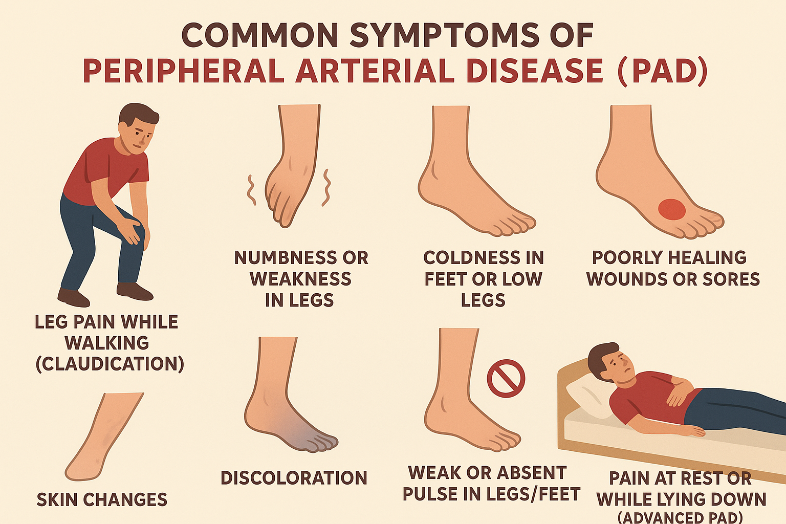 Common Symptoms of Peripheral Arterial Disease (PAD)